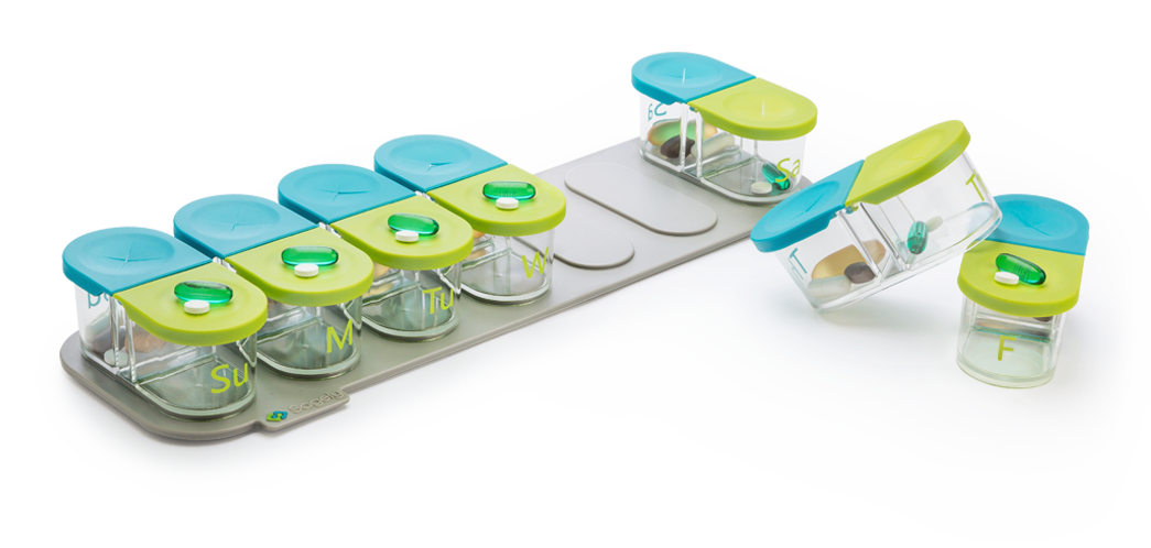 Sagely SMART Weekly Pill Organizer (Mint Blue/Coral)