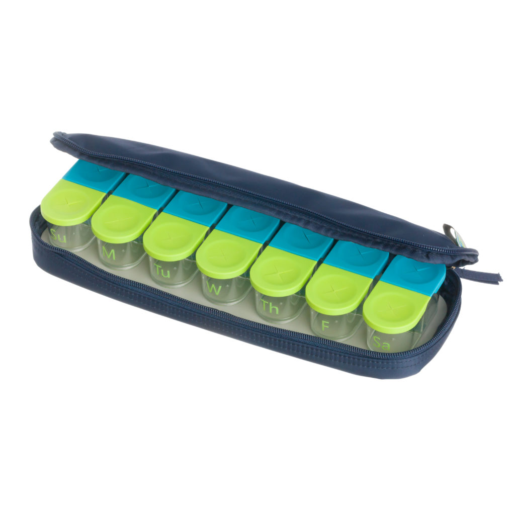 Sagely SMART XL Weekly Pill Organizer (Mint Blue/Coral)